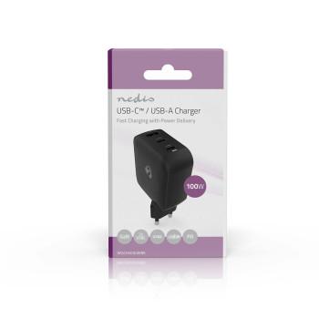 Oplader 100 W GaN PD3.0 Snellaad functie 2.5 / 3.0 / 5.0 A - Nedis