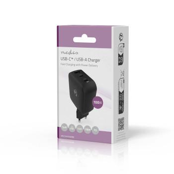 Oplader 100 W GaN PD3.0 Snellaad functie 2.5 / 3.0 / 5.0 A - Nedis