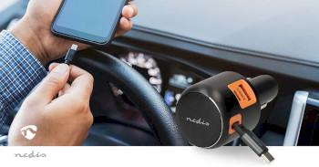 Autolader 60 W 2.4 / 3.0 A Outputs: 3 Poorttype: USB-A / USB-C™ - Nedis