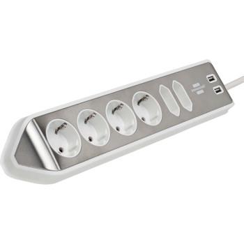 Estilo 6-voudige hoek-stopcontactstrip met hoogwaardig RVS-oppervlak voor - Brennenstuhl
