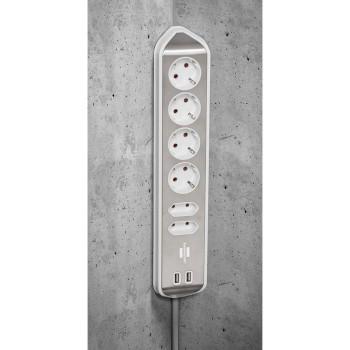 Estilo 6-voudige hoek-stopcontactstrip met hoogwaardig RVS-oppervlak voor - Brennenstuhl