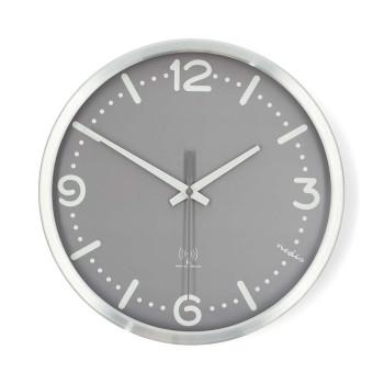 Wandklok Diameter: 300 mm Aluminium Radiogestuurde tijd Stille - Nedis