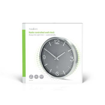 Wandklok Diameter: 300 mm Aluminium Radiogestuurde tijd Stille - Nedis