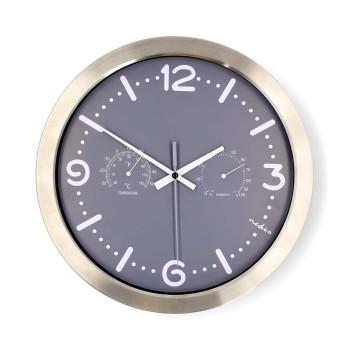 Wandklok Diameter: 300 mm Roestvrij Staal Stille beweging - Nedis