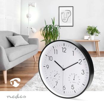 Wandklok Diameter: 300 mm Kunststof Stille beweging Thermometer - Nedis