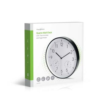 Wandklok Diameter: 300 mm Kunststof Stille beweging Thermometer - Nedis