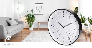 Wandklok Diameter: 300 mm Kunststof Stille beweging Thermometer - Nedis