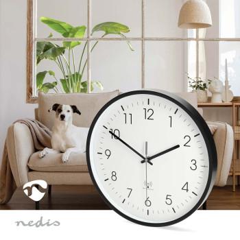 Wandklok Diameter: 300 mm Kunststof Radiogestuurde tijd Stille - Nedis