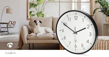 Wandklok Diameter: 300 mm Kunststof Radiogestuurde tijd Stille - Nedis