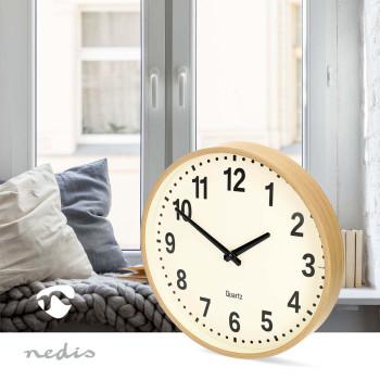 Wandklok Diameter: 300 mm Kunststof Stille beweging Hout - Nedis