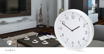 Wandklok Diameter: 300 mm Kunststof Stille beweging Wit - Nedis