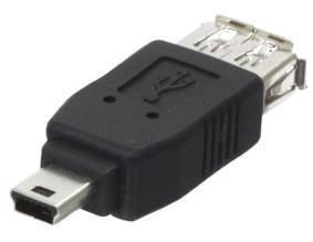 Opvoeding Anemoon vis sneeuw USB Verloop Stekker - Mini USB verloopstekker, Connector 1: USB A female,  Connector 2: 5p mini USB B male.