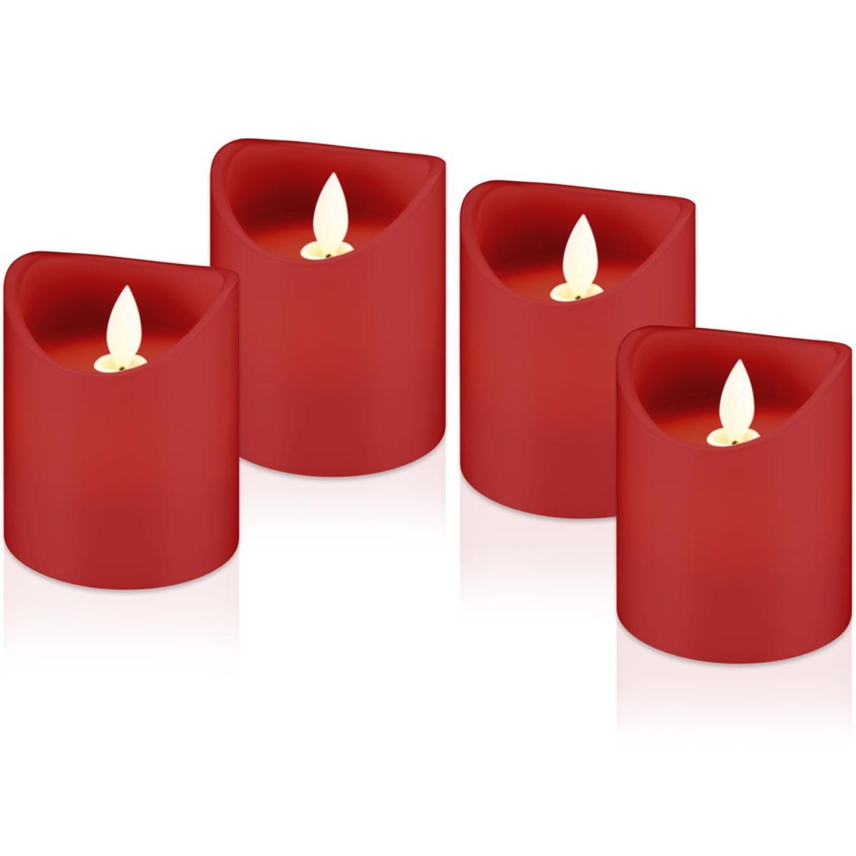 Set of 4 LED real wax candles, redbeautiful and safe lighting solution