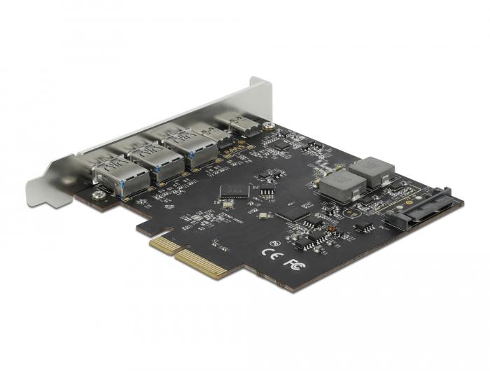 Delock Pci Express X4 Karte Zu 2 X Usb Type C 3 X Usb Typ A Supersp Die Pci Express Karte Von Delock Erweitert Den Pc Um Funf Externe Usb 3 2